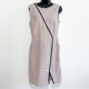 NWT Band of Outsiders Woman Ivory and Multi Color Checker Pattern Dress S